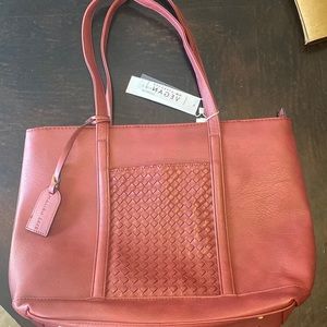 Maroon leather tote